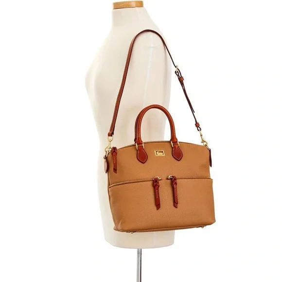 NWT Dooney & Bourke Dillen Double Pocket Crossbody Satchel Pebble Leather Sand - Picture 11 of 12